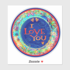 Pegatina Te Amo Inespirivilidad Diversión Azul Trendy Flora