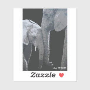 Pegatina Te Amo Más, Arte Original de Elefante