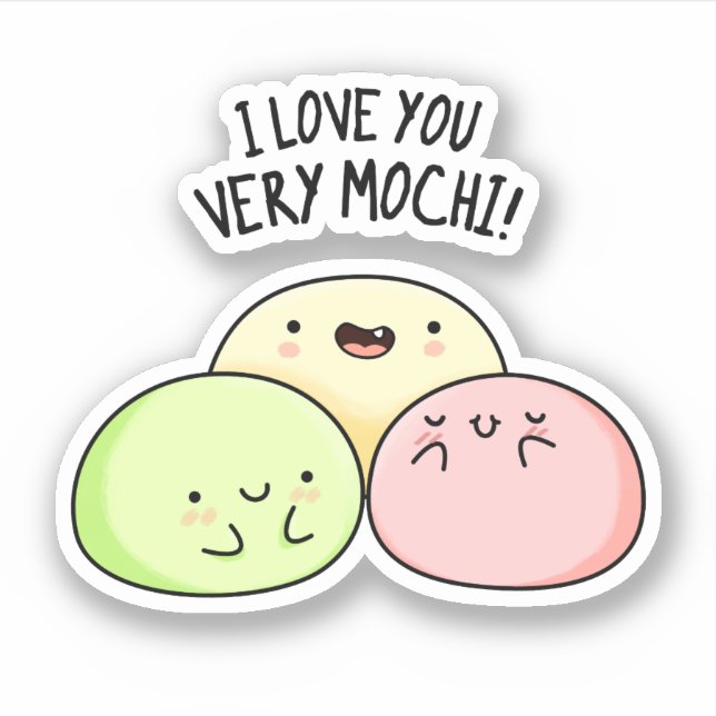 Pegatina Te Amo Muy Mochi Funny Food Pun (Anverso)