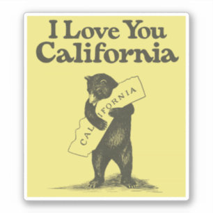 Pegatina Te amo oso de California que abraza el estado