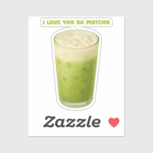 PEGATINA TE AMO TANTO MATCHA, AMOR DE TÉ VERDE MATCHA
