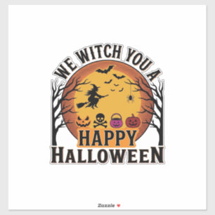 Pegatina Te Brujamos un Feliz Halloween Vintage