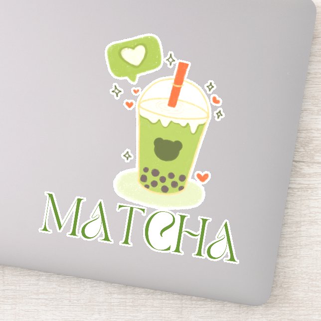 Pegatina Té de burbuja Matcha (Detalle)