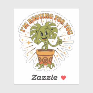 Pegatina "Te estoy apoyando" Planta Monstera de dibujos ani