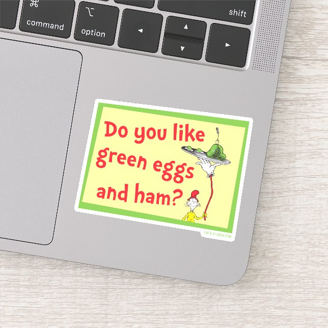 Pegatina ¿Te gustan los huevos verdes con jamón? (Detalle)