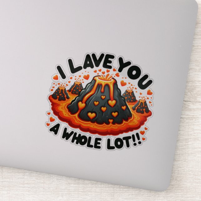 Pegatina Te quiero mucho amor por el volcán (Detalle)