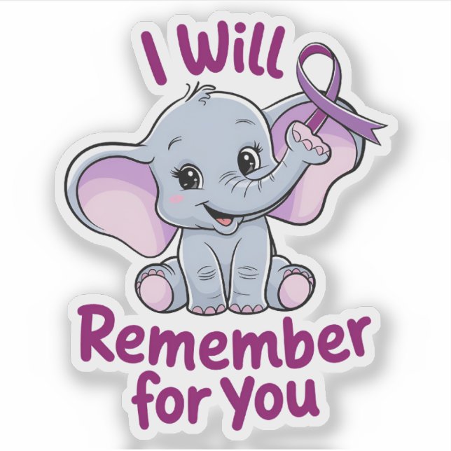 Pegatina Te recordaré el elefante Alzheimer (Anverso)
