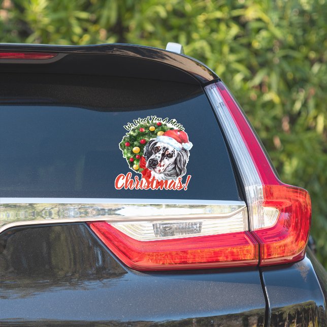 Pegatina Te Woof Merry Christmas English Setter (Lado del coche)