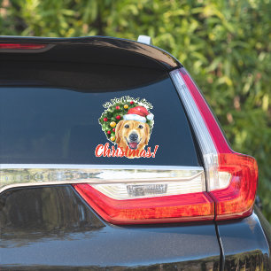 Pegatina Te Woof Merry Christmas Golden retriever