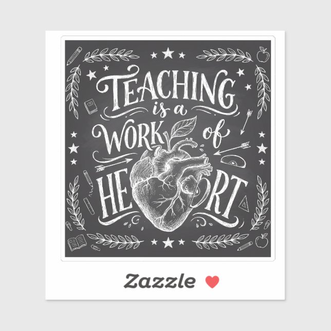 Pegatina Teaching Is a Work of Heart Teacher Gift Sticker (Hoja)