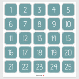 Pegatina Teal Customizable Square Number Stickers 
