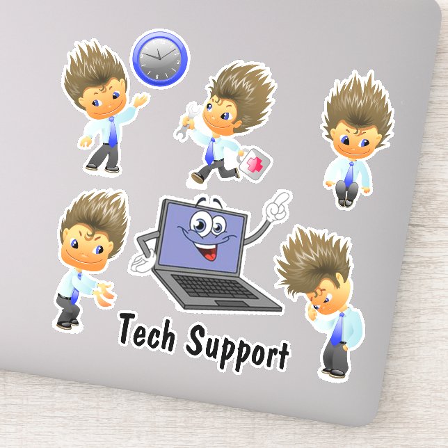 Pegatina Tech Support Custom-Cut Vinyl Sticker (Detalle)