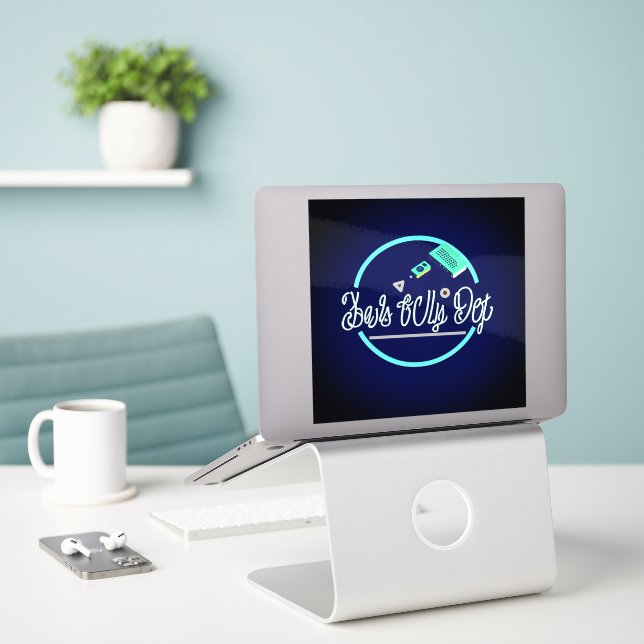 Pegatina Tecnología más fuerte: El mejor arte de amigo del  (Ordenado portátil  en el escritorio)