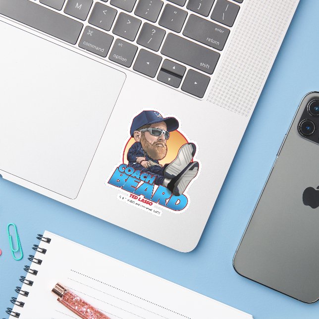 Pegatina Ted Lasso | Coach Beard Bobblehead (Ordenado portátil con iPhone)