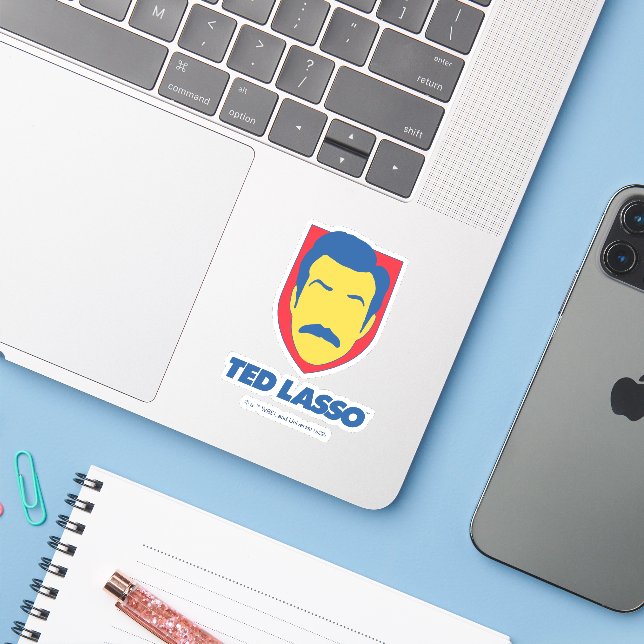 Pegatina Ted Lasso | Icono de cara (Ordenado portátil con iPhone)