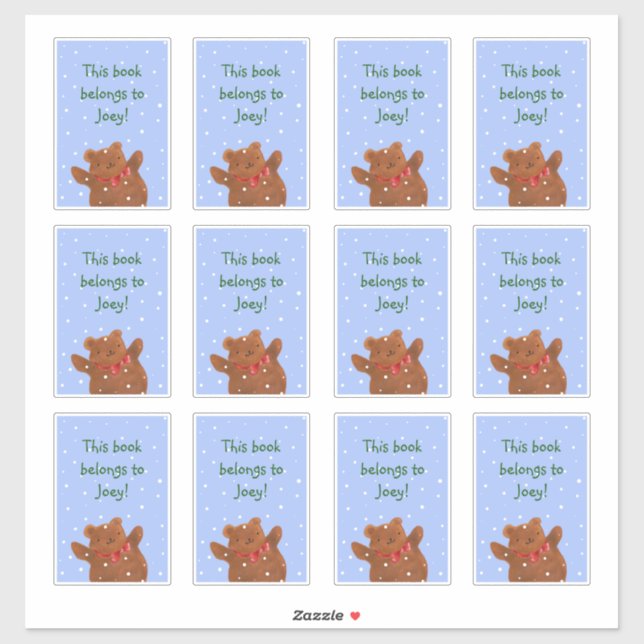 Pegatina Teddy Bear Bookplate (Hoja)
