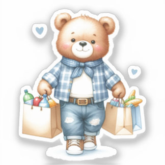 Pegatina Teddy Bear Grocery Sticker