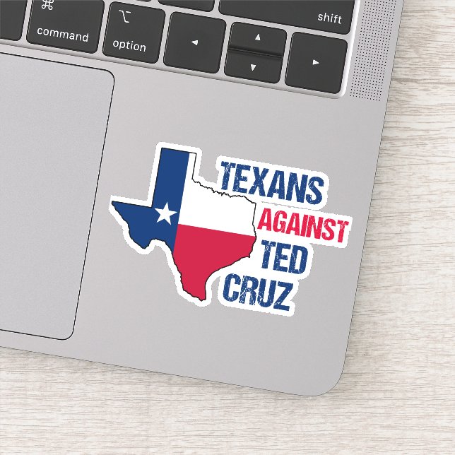 Pegatina Tejanos Contra la Laptop de Ted Cruz (Detalle)