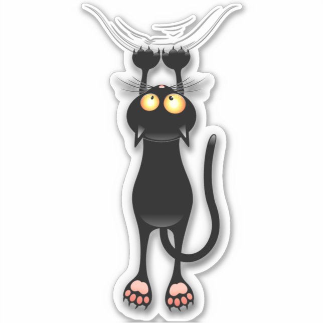 Pegatina Tejido de caracteres divertidos de gato (Anverso)