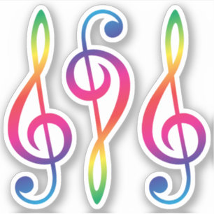 Pegatina Tejido de color arcoiris G clef