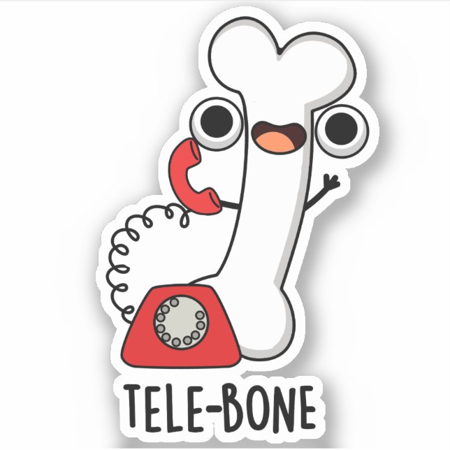 Pegatina Tele-bone Funny Bone Phone Pun (Anverso)