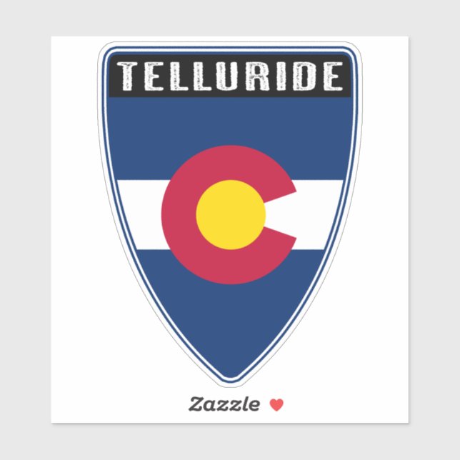 Pegatina Telluride Colorado Shield (Hoja)