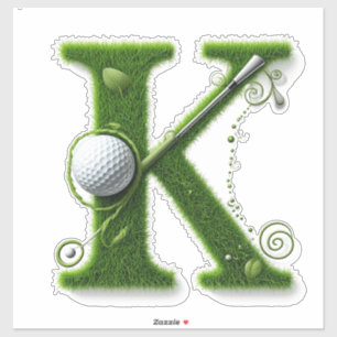 Pegatina Tema de Golf con Letras de Césped, Pelotas y Palos