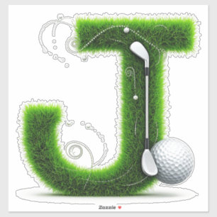 Pegatina Tema de Golf con Letras de Césped, Pelotas y Palos