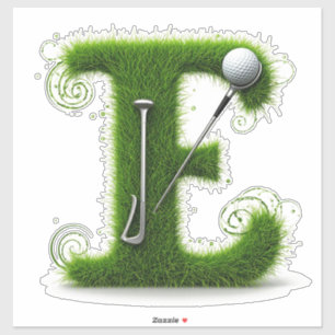 Pegatina Tema de Golf con Letras de Césped, Pelotas y Palos
