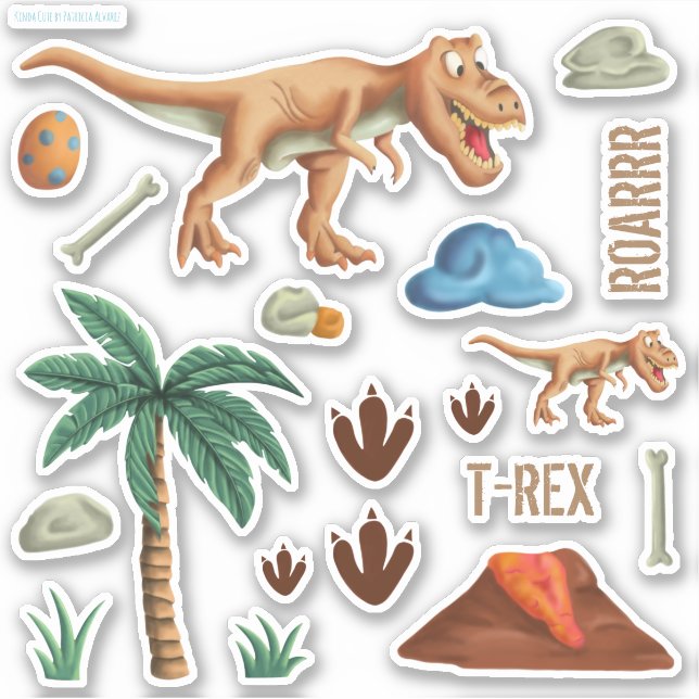 Pegatina Tema de las impresiones de animales de Roarrr Dino (Anverso)