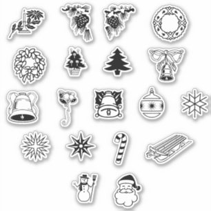 Pegatina Tema de los Navidades blancos y negros besados