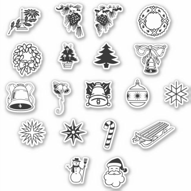 Pegatina Tema de los Navidades blancos y negros besados (Anverso)