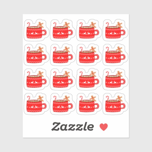 Pegatina Tema de Navidad Chocolate Caliente Cacao Decorativ (Hoja)