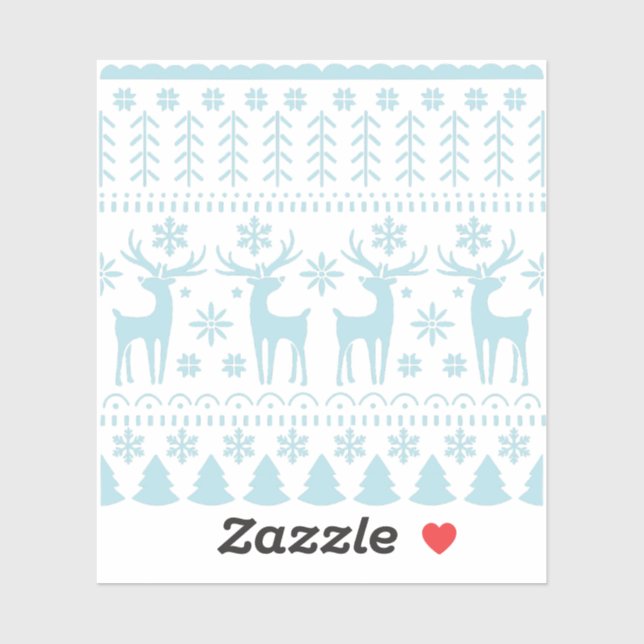 Pegatina Tema del invierno del Arte Popular Azul Ártico (Hoja)