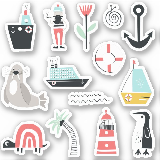 Pegatina Tema del personalizado del lado del océano x14 (Anverso)