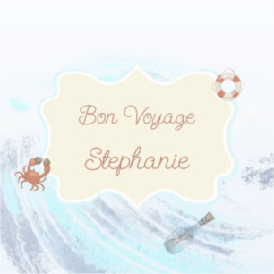 Pegatina Tema Océano Bon Voyage Personalizado con Nombre