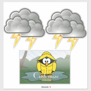 Pegatina Tembloroso Día de Lluvia: Pingüino Thunder_Cove