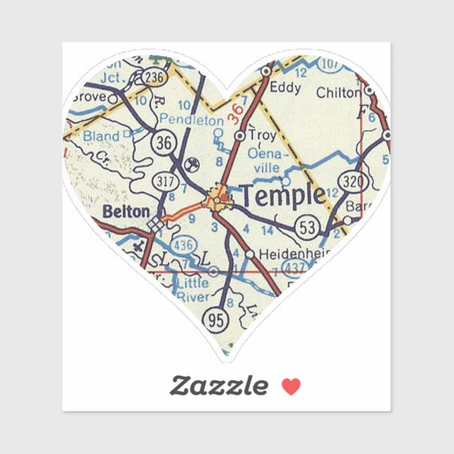 Pegatina Templo de Heart Belton Texas (Hoja)