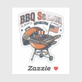 Pegatina Temporada de BBQ Patriótica 4 de Julio Parrilla Tr