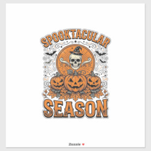Pegatina Temporada Espeluznante Calabaza Cráneos Vintage Ha