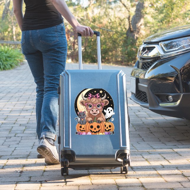 Pegatina Temporada espeluznante de Highland Cow Halloween (Maleta Insitu)