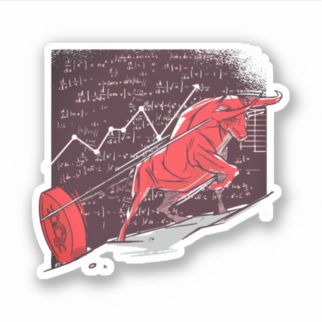 Pegatina Tendencia de Bitcoin en el mercado de valores (Anverso)