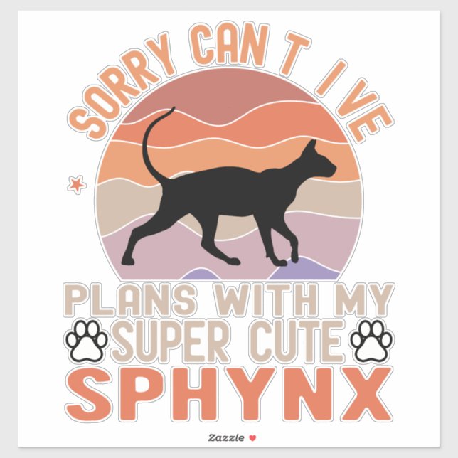 Pegatina Tengo planes con mi gato Sphynx (Hoja)