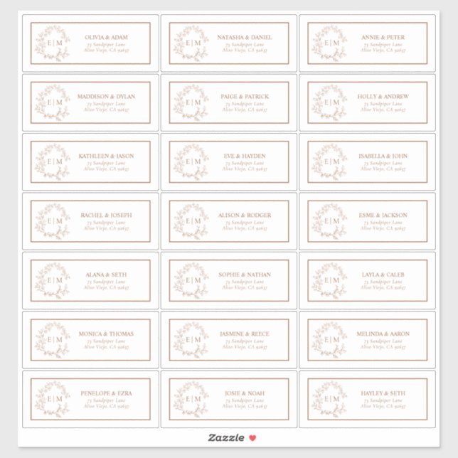 Pegatina Terracotta Leafy Escudo Monograma Dirección de inv (Hoja)