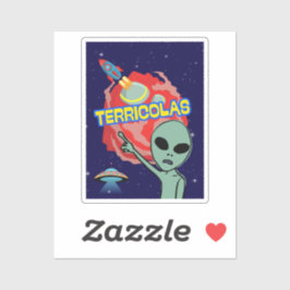 Pegatina terricolas - susto alienígena de humanos