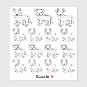 Pegatina Terrier Bull Staffordshire Blanco Perros De Dibujo