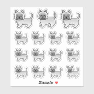Pegatina Terrier Cairn Gris Perros De Dibujos Animados Lind
