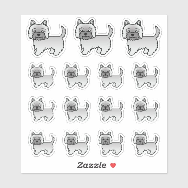 Pegatina Terrier Cairn Gris Perros De Dibujos Animados Lind (Hoja)