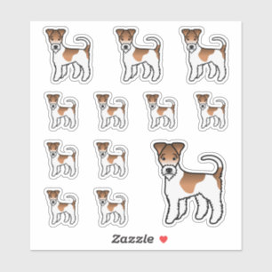 Pegatina Terrier de alambre blanco y bronceado Cute Cartoon