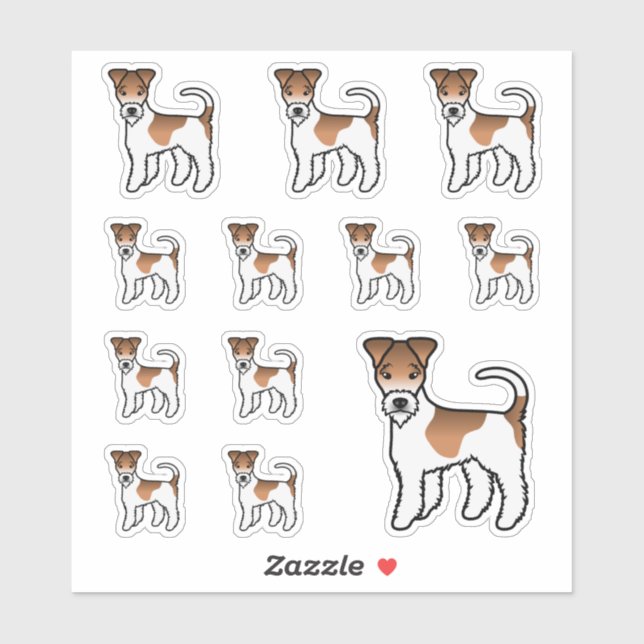 Pegatina Terrier de alambre blanco y bronceado Cute Cartoon (Hoja)